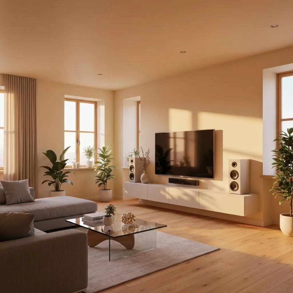 Modern heat pump radiators in a cozy living room setting, emphasizing energy efficiency and design