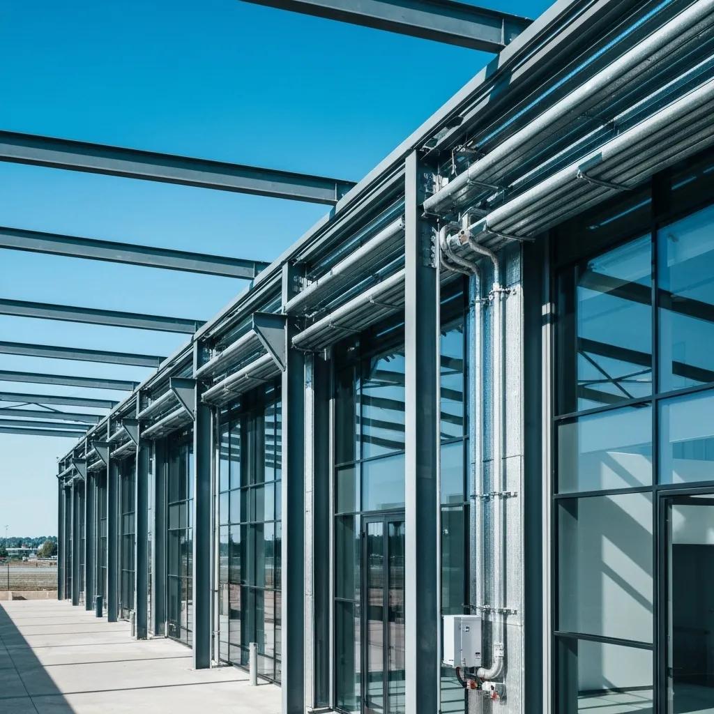 Commercial air source heat pump installed on a business building, highlighting renewable energy technology