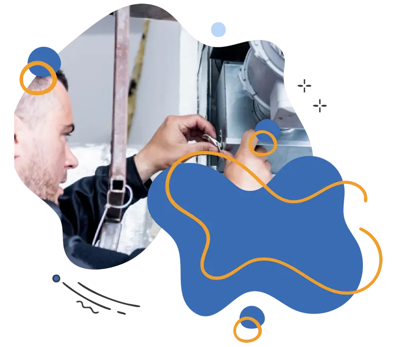 Technician installing a mechanical ventilation heat recovery (MVHR) system, focusing on energy-efficient air circulation and improved indoor air quality.