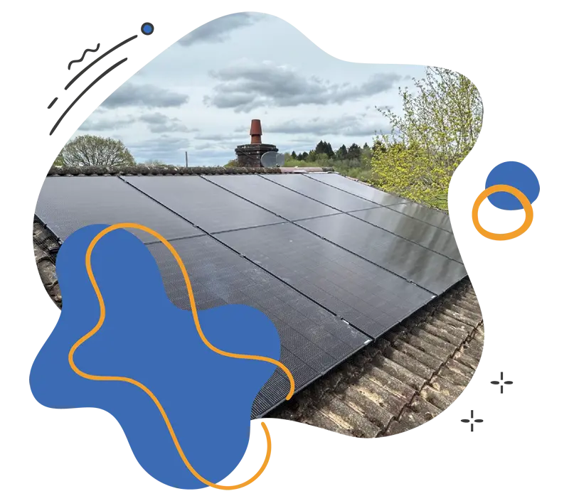 Solar panels installed on a roof, showcasing energy independence and sustainability, aligned with Neater Heat's integrated energy solutions for self-builders and property developers.