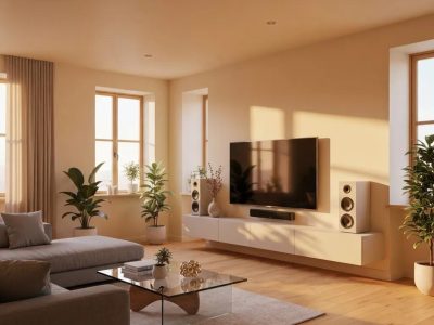 Modern heat pump radiators in a cozy living room setting, emphasizing energy efficiency and design